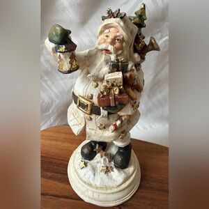Festive Santa Claus Figurine with Gifts Roman Wooden Christmas Holiday